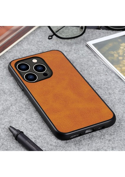 Iphone 15 Pro Pu Deri Kaplamalı Pc+Tpu Telefon Kılıfı Cowhide Doku Kılpsama Anti-Koku Kahverengi (Yurt Dışından) modelleri