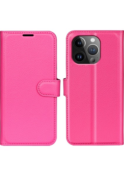 Iphone 15 Pro Shockproof Cüzdan Telefon Kapağı Pu Deri Litchi Doku Standı Cep Telefonu Kılıfı (Yurt Dışından)