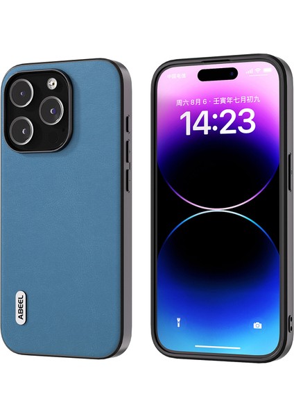 Iphone 15 Pro Maks Koruyucu Ince Kılıf Dokulu Pu Derisi+Tpu Telefon Kapak-Mavisi (Yurt Dışından)