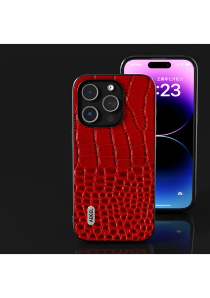Iphone 15 Pro Timsu Doku Telefon Kılıfı Orijinal Inek Deri+Pc+Tpu Hibrid Kapak-Kırmızı (Yurt Dışından) modelleri