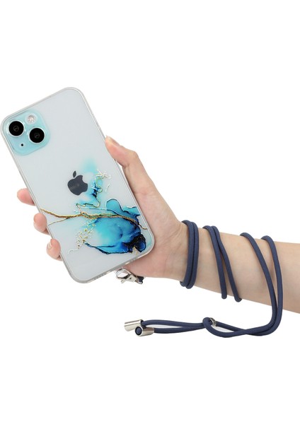 Iphone 15 Mermer Desen Için Yumuşak Tpu Telefon Kılıfı Kabartmalı Kabartmalı Anti-Çizelge Telefon Kapağı Lanyard-Blue (Yurt Dışından) modelleri