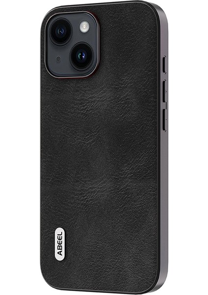 Iphone 15 Artı Cowhide Doku Pu Deri Kaplamalı Pc+Tpu Cover-Black Için Telefon Kılıfı (Yurt Dışından)