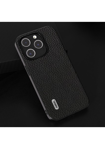 Iphone 15 Pro Max Anti-Slip Litchi Doku Doku Kılıf Cowhide Deri+Pc+Tpu Telefon Kapak Black (Yurt Dışından) modelleri