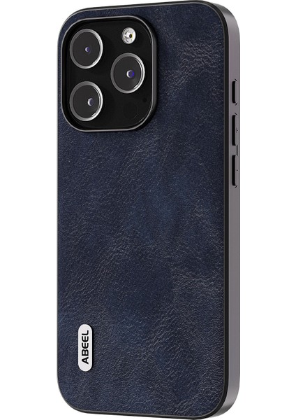 Iphone 15 Pro Max Pu Deri Kaplamalı Pc+Tpu Cowhide Doku Kapak Mavisi Için Telefon Kılıfı (Yurt Dışından)