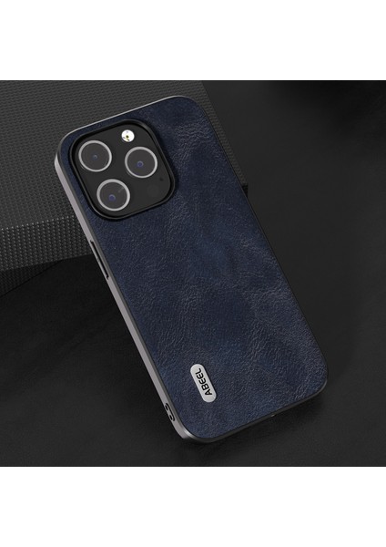 Iphone 15 Pro Max Pu Deri Kaplamalı Pc+Tpu Cowhide Doku Kapak Mavisi Için Telefon Kılıfı (Yurt Dışından)