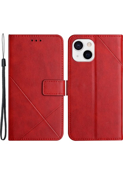 Iphone 15 Için Pu Deri Kapağı Artı Çizik Geçirmez Cüzdan Standı Baskılı Telefon Kasa-Kırmızı (Yurt Dışından)