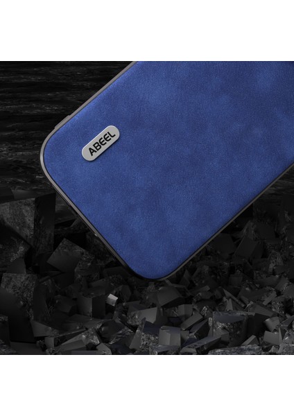 Iphone 15 Pro Dokulu Pu Deri Kaplamalı Pc+Tpu Şok Emici Kabuk Telefon Kasası Mavisi (Yurt Dışından)