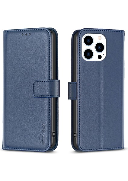 Iphone 15 Pro Max Anti-Cratch Cüzdan Stand Cep Telefonu Kapağı Tpu+Pu Deri Telefon Kılıf Mavisi (Yurt Dışından)