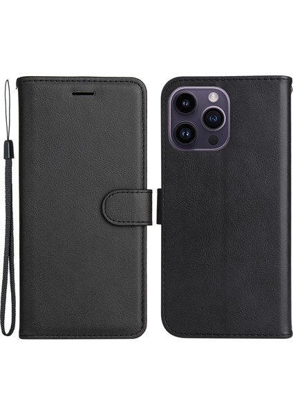 Iphone 15 Pro Maks Maks Mass Renk Cüzdan Telefon Stand Kapağı Black Için Telefon Deri Kılıfı (Yurt Dışından)