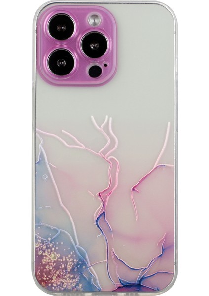 Iphone 15 Pro Için Yumuşak Tpu Telefon Kılıfı Kabartma Mermer Desen Koruyucu Telefon Kapak Pembe (Yurt Dışından)