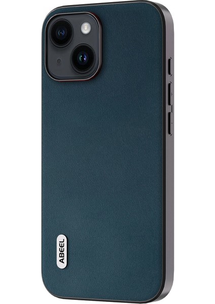 Iphone 15 Artı Cep Telefonu Kasası Nappa Dokusu Orijinal Inek Deri+Pc+Tpu Slim Cover-Yeşil (Yurt Dışından)