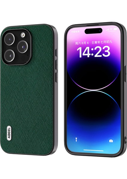 Iphone 15 Pro Max Çapraz Doku Telefon Kılıfı Cowhide Deri Kaplamalı Tpu+Pc Şok Geçirmez Kapak Yahudi (Yurt Dışından)