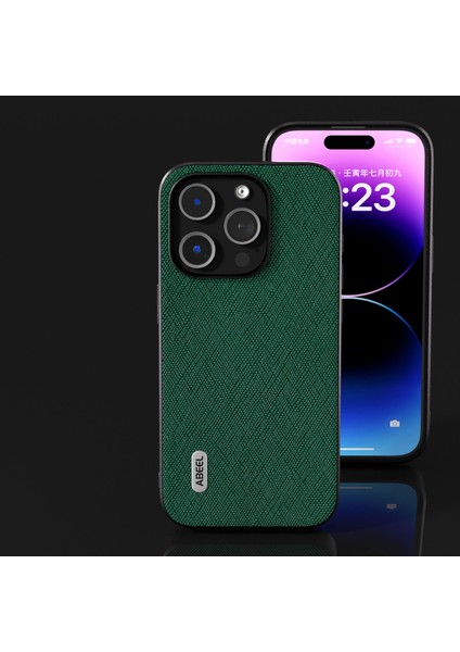 Iphone 15 Pro Max Çapraz Doku Telefon Kılıfı Cowhide Deri Kaplamalı Tpu+Pc Şok Geçirmez Kapak Yahudi (Yurt Dışından) fırsatları