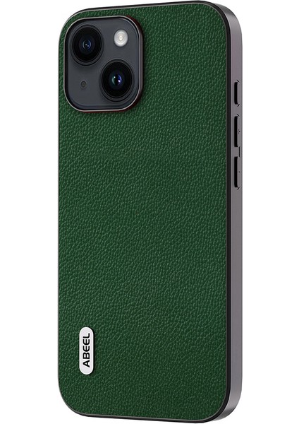Iphone 15 Plus Dokulu Orijinal Inek Deri+Tpu Cep Telefonu Kapağı Döküm Önleyici Telefon Vaka-Yeşil (Yurt Dışından)