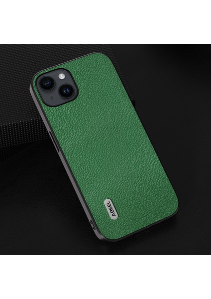 Iphone 15 Plus Dokulu Orijinal Inek Deri+Tpu Cep Telefonu Kapağı Döküm Önleyici Telefon Vaka-Yeşil (Yurt Dışından)