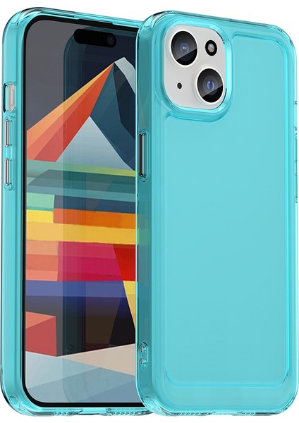 İphone 15 Plus Phone Case Candy Serisi Şok Geçirmez Tpu Yumuşak Cep Telefonu Koruyucu Kapak Tespit Mavi (Yurt Dışından)