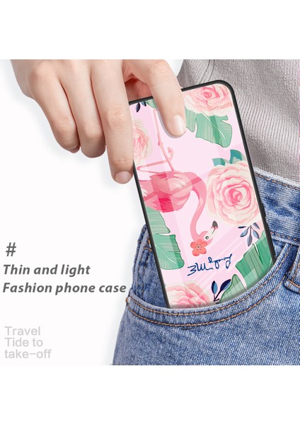 Iphone 15 Pro Maks Desen Baskı Temsil Edilmiş Cam Kılıf Pc+Tpu Koruyucu Telefon Kapak Pembe Mor (Yurt Dışından)