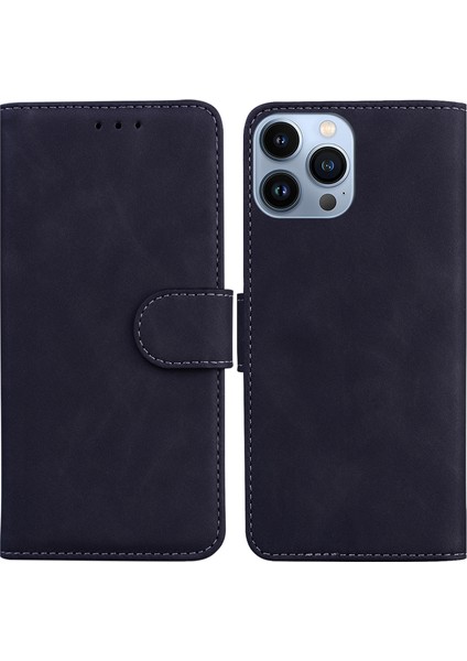 Pu Deri+Tpu Telefon Kapağı Iphone 15 Pro 15 Stand Telefon Kabuğu Cüzdan Düz Renk Mobil Kapak Black (Yurt Dışından)