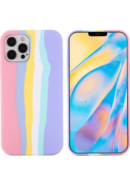 Iphone 15 Pro Max Max Raınbow Kazandırılık Sıvı Sıcılon+Pc Çizelge Anti-Çizelge Kapak Elyaf Astar Telefon Vaka-Pembe (Yurt Dışından)