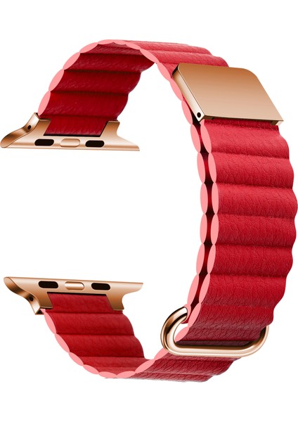 Apple Watch Ultra 2 mm Için Bakla Desenli Mıknatıslı Suni Deri Kordon-Kayış