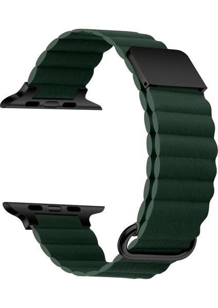 Apple Watch Ultra 2 mm Için Bakla Desenli Mıknatıslı Suni Deri Kordon-Kayış