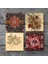 Vintage Çiçek, Desen Taş Bardak Altlığı Masaüstü Koruyucu Altlık 4 Parça Set 10x10cm Stone Coasters SC502 3