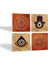 Stone Fatma Ana Eli (Hamsa), Nazar, Sri Yantra, Mandala Taş Bardak Altlığı – 4’lü Set, 10x10 cm Dekoratif Masaüstü Koruyucu Doğaltaş Altlık |SC305| 2