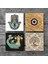 Nazar, Şahmeran, Hayat Ağacı, Fatma Ana Eli (Hamsa) Taş Bardak Altlığı – 4’lü Set, 10x10 cm Dekoratif Masaüstü Koruyucu Doğaltaş Altlık |SC505| 3