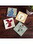 Ebru Sanatı, Lale, Tavus Kuşu Taş Bardak Altlığı – 4’lü Set, 10x10 cm Dekoratif Masaüstü Koruyucu Doğaltaş Altlık |SC120| 1
