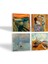 Van Gogh Balıkçı Tekneleri, Monet Gün Doğumu, Çığlık, Klimt Aile Kucaklama Taş Bardak Altlığı – 4’lü Set, 10x10 cm Dekoratif Masaüstü Koruyucu Doğaltaş Altlık |SC537| 2