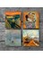 Van Gogh Balıkçı Tekneleri, Monet Gün Doğumu, Çığlık, Klimt Aile Kucaklama Taş Bardak Altlığı – 4’lü Set, 10x10 cm Dekoratif Masaüstü Koruyucu Doğaltaş Altlık |SC537| 3