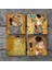 Gustav Klimt Yelpazeli Kadın, Bauer'in Portresi, Aile Kucaklama, Öpücük Taş Bardak Altlığı – 4’lü Set, 10x10 cm Dekoratif Masaüstü Koruyucu Doğaltaş Altlık |SC334| 3