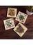 Stone Vintage Çiçek, Fas Desenli Vintage Taş Bardak Altlığı – 4’lü Set, 10x10 cm Dekoratif Masaüstü Koruyucu Doğaltaş Altlık |SC338| 1