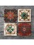 Stone Desen, Fas Desenli Vintage Taş Bardak Altlığı – 4’lü Set, 10x10 cm Dekoratif Masaüstü Koruyucu Doğaltaş Altlık |SC340| 3