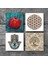 Yaşam Çiçeği, Hayat Ağacı, Nar, Fatma Ana Eli (Hamsa) Taş Bardak Altlığı Masaüstü Koruyucu Altlık 4 Parça Set 10x10cm Stone Coasters SC152 3