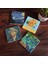 Stone Van Gogh On İki Ayçiçekli Vazo, İrisler, Yıldızlı Gece, Otoportre Taş Bardak Altlığı – 4’lü Set, 10x10 cm Dekoratif Masaüstü Koruyucu Doğaltaş Altlık |SC155| 1