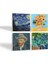 Stone Van Gogh On İki Ayçiçekli Vazo, İrisler, Yıldızlı Gece, Otoportre Taş Bardak Altlığı – 4’lü Set, 10x10 cm Dekoratif Masaüstü Koruyucu Doğaltaş Altlık |SC155| 2
