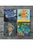 Stone Van Gogh On İki Ayçiçekli Vazo, İrisler, Yıldızlı Gece, Otoportre Taş Bardak Altlığı – 4’lü Set, 10x10 cm Dekoratif Masaüstü Koruyucu Doğaltaş Altlık |SC155| 3