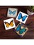 Kelebek Taş Bardak Altlığı Masaüstü Koruyucu Altlık 4 Parça Set 10x10cm Stone Coasters SC169 1