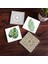 Etnik Desen, Yaprak Taş Bardak Altlığı – 4’lü Set, 10x10 cm Dekoratif Masaüstü Koruyucu Doğaltaş Altlık |SC368| 1