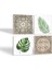 Stone Etnik Desen, Yaprak Taş Bardak Altlığı – 4’lü Set, 10x10 cm Dekoratif Masaüstü Koruyucu Doğaltaş Altlık |SC369| 2