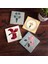 Ebru Sanatı, Pembe Ortanca Çiçeği, Lale Taş Bardak Altlığı Masaüstü Koruyucu Altlık 4 Parça Set 10x10cm Stone Coasters SC576 1