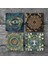 Hayat Ağacı, Mandala, Nazar, Sri Yantra Taş Bardak Altlığı Masaüstü Koruyucu Altlık 4 Parça Set 10x10cm Stone Coasters SC177 3