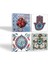 Stone Fatma Ana Eli (Hamsa), Çini Sanatı, Nar Taş Bardak Altlığı – 4’lü Set, 10x10 cm Dekoratif Masaüstü Koruyucu Doğaltaş Altlık |SC178| 2