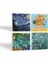 Stone Van Gogh On İki Ayçiçekli Vazo, İrisler, Yıldızlı Gece, Badem Ağacı Taş Bardak Altlığı – 4’lü Set, 10x10 cm Dekoratif Masaüstü Koruyucu Doğaltaş Altlık |SC179| 2