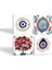 Nazar, Çini Sanatı, Nar Ağacı Taş Bardak Altlığı – 4’lü Set, 10x10 cm Dekoratif Masaüstü Koruyucu Doğaltaş Altlık |SC408| 2