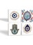Nazar, Çini Sanatı, Fatma Ana Eli (Hamsa) Taş Bardak Altlığı Masaüstü Koruyucu Altlık 4 Parça Set 10x10cm Stone Coasters SC410 2