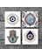 Nazar, Çini Sanatı, Fatma Ana Eli (Hamsa) Taş Bardak Altlığı Masaüstü Koruyucu Altlık 4 Parça Set 10x10cm Stone Coasters SC410 3