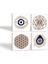 Nazar, Yaşam Çiçeği, Sri Yantra Taş Bardak Altlığı Masaüstü Koruyucu Altlık 4 Parça Set 10x10cm Stone Coasters SC413 2