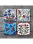 Çini Sanatı Lale, Balık, Yelkenli Gemi Taş Bardak Altlığı – 4’lü Set, 10x10 cm Dekoratif Masaüstü Koruyucu Doğaltaş Altlık |SC221| 3